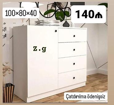 Komodlar: Ağ rəngdə, minimal dizaynlı komod/dolab: - Ölçü: 100×80×40 sm - — 1