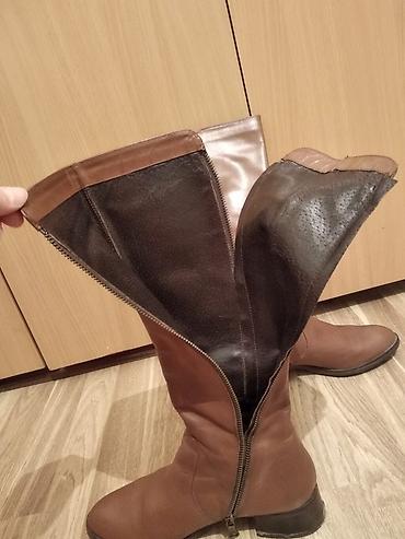 Сапоги: Высокие женские сапоги из натуральной кожи, цвет коньячный/коричневый — 3