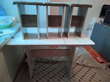 раковина с тумбой и зеркалом в ванную бишкек: Ашкана үстөлү жана отургуч, түсү - Саргыч боз