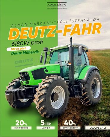 Traktorlar: Deutz-Fahr 6180W traktoru Alman markası traktor 180 at gücü 40% dövlət