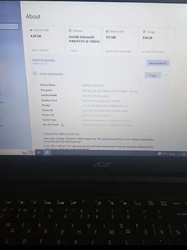 acer intel core i3: Acer Extensa 215-31 noutbuk Texniki göstəricilər: - Prosessor: Intel — 4
