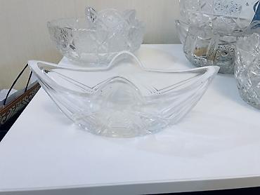 Konfet qabları: Kəsimli şüşə/kristal qab dəsti - 3 ədəd dekorativ şüşə/kristal qab - — 19