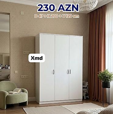 divarda kitab refi: Ağ rəngli 3 qapılı dolab Ölçülər: - Dərinlik: 47 sm - Hündürlük: 200 — 1