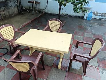 plastik kamod: Plastik bağ dəsti – 1 masa + 4 kreslo - Material: möhkəm plastik — 3