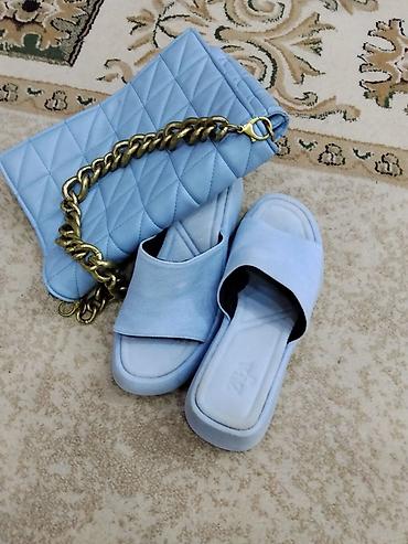 zara kurtka: Mavi rəngdə qadın dəsti: Zara-size 42 - Açıq göy, quilted (romb — 1