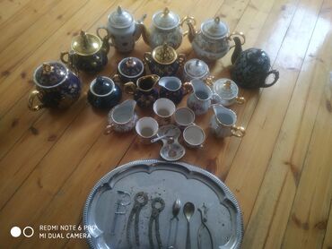 Qab-qacaq dəstləri və servizlər: Çay dəsti, rəng - Ağ