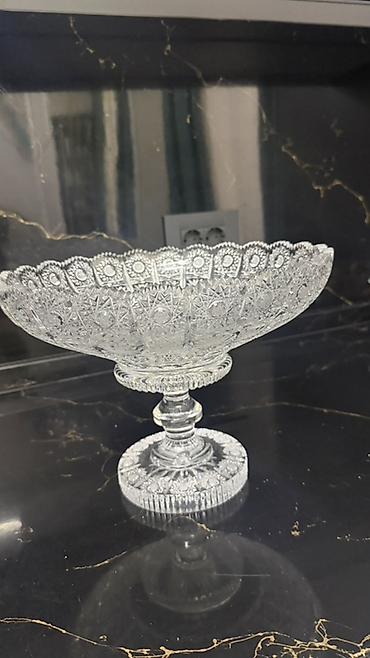 Süfrə aksesuarları: Çexiski xurustal Meyve qabi Kəsimli şüşədən dekorativ qab Tam orjinal — 3
