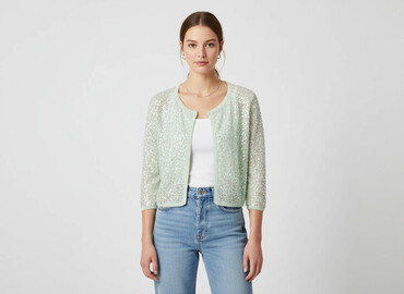 srebrna narzutka: H&M, Kardigan damski, rozmiar M