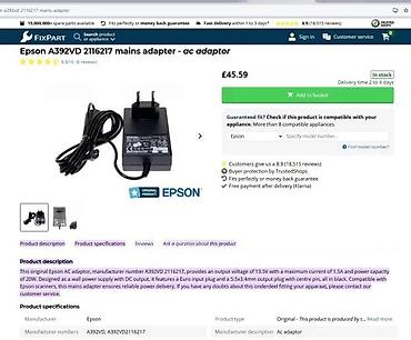 Adapteri i punjači za laptop: EPSON AC adapter A392VD - Originalni Epson napajanje za uređaje sa — 5