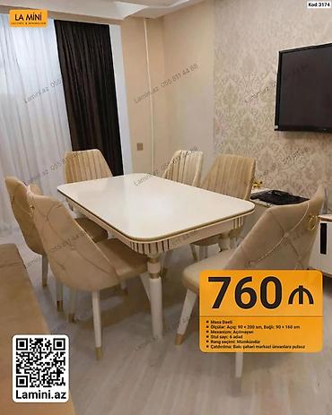 Masa dəsti – Kod: 3174 - Açılan masa: Açıq ölçü 90×200 sm, bağlı