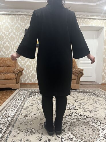 стильное черное пальто: Пальто, Классика, Осень-весна, Драп, По колено, 2XL (EU 44)
