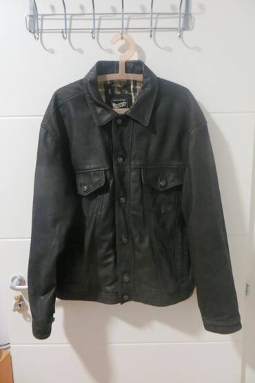 muške calvin klein jakne: Leather jacket Genuine leather, XL (EU 54), color - Black