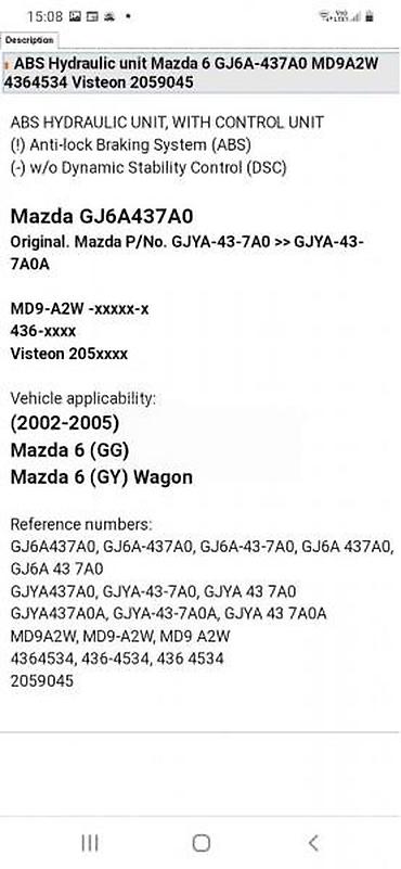 kompresoru cenas: ABS ZA MAZDA 6 OD 2002. DO 2005. GOD. | abs za mazdugarancija na — 1