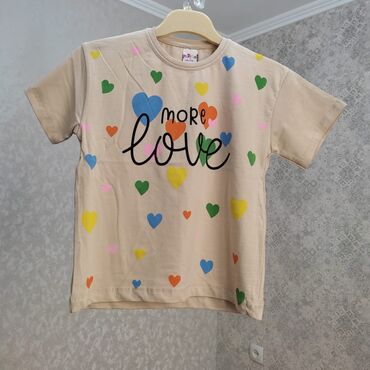 футболки для девочек: Детский топ, рубашка, цвет - Бежевый, Новый