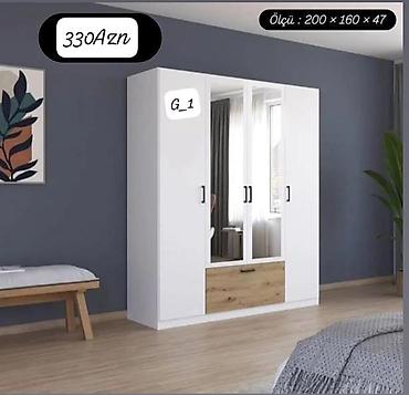 Paltar dolabları, qarderoblar: G_1 geyim dolabları Model 1 – 2 qapılı (ağ) - Ölçü: 200 × 90 × 47 sm — 6
