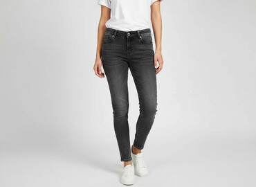 legginsy woskowane z wysokim stanem: M.Sara, Jeansy damskie, rozmiar M