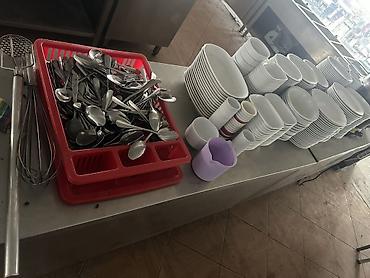 bicaq sekilleri: Kafe/restoran üçün tam aşxana qab-qacaq və alət dəsti Tərkib: - Ağ — 2