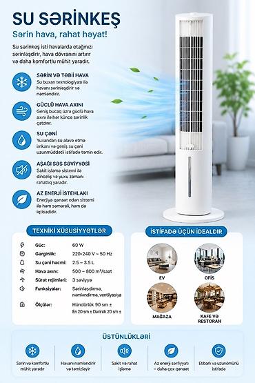 Ventilyator Yeni, Döşəməüstü, Kolon, Kredit yoxdur, Pulsuz çatdırılma