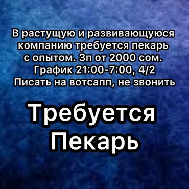 требуется реализатор на рынок дордой 2020: В растущую и развивающуюся компанию требуется пекарь с опытом. Зп от