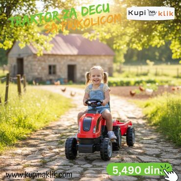 Sve za dečije igralište: Dečiji traktor sa prikolicom – pedalan - Dizajniran za vožnju na — 5