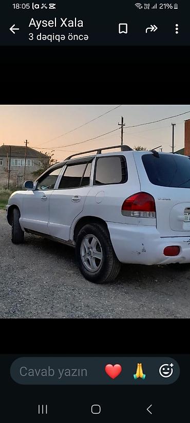 500 azn masin satilir: Hyundai Santa Fe, ağ rəng, 5 yerlik SUV Xüsusiyyətlər: - Kuzov: ağ — 1