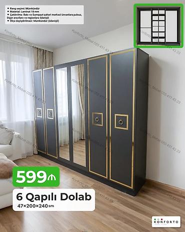 6 qapılı dolab – 47×200×240 sm - Material: 18 mm laminat - Rəng
