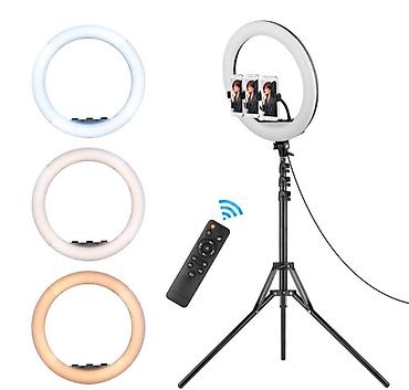 LED halqa işıq dəsti – tripod, 3 telefon tutacağı və pultla - 3 rəng