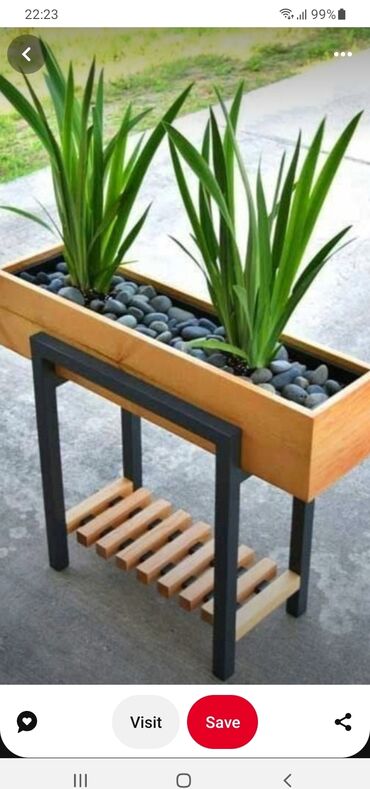 Bitkilər üçün dibçəklər: Taxta bitki stendləri və saksı dayaqları - Material: təbii ağac. Açıq — 26