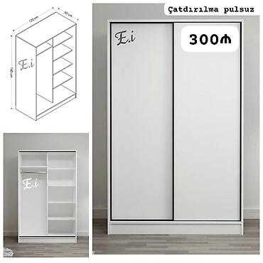 300: Ağ rəngli sürüşkən qapılı şkaf Ölçülər: - En: 120 sm - Dərinlik: 60 — 1
