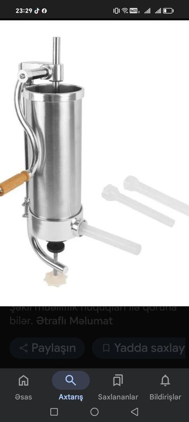 Kolbasa, sosiska aparatları: Kolbasa hazirlanmasi üçün şpris — 11