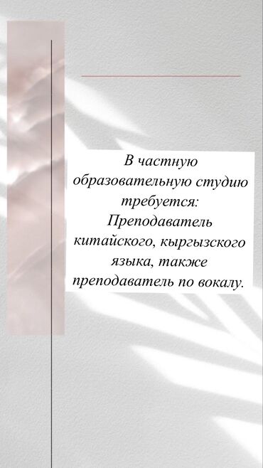 запись музыка: В частную образовательную студию требуются преподаватели: кыргызского