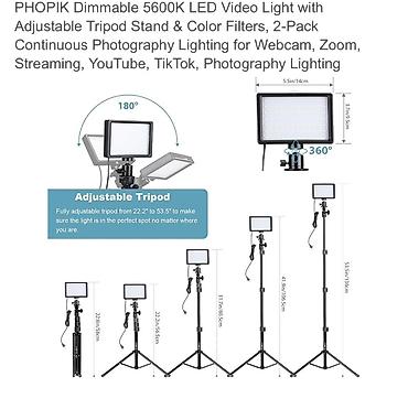 Elektronika: PHOPIK LED Video Light – 2-li işıqlandırma dəsti - 5600K rəng — 2