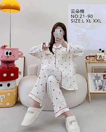 Пижамы: Пижама, Хлопок, Китай, На пуговицах, M, L — 2