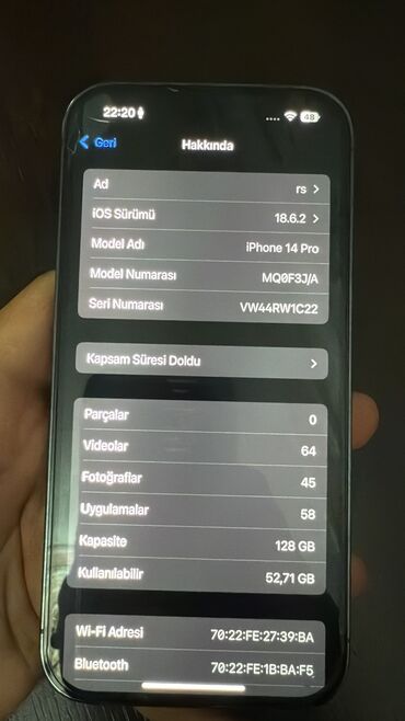 Apple iPhone: IPhone 14 Pro, 128 GB, Deep Purple, Face ID lalafo.az -da Apple iPhone: IPhone 14 Pro, 128 GB, Deep Purple, Face ID