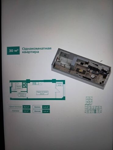 однокомнатная квартира продается: 1 бөлмө, 30 кв. м, Элитка, 13 кабат, ПСО (өзү оңдоп түзөтүп бүтүү үчүн)