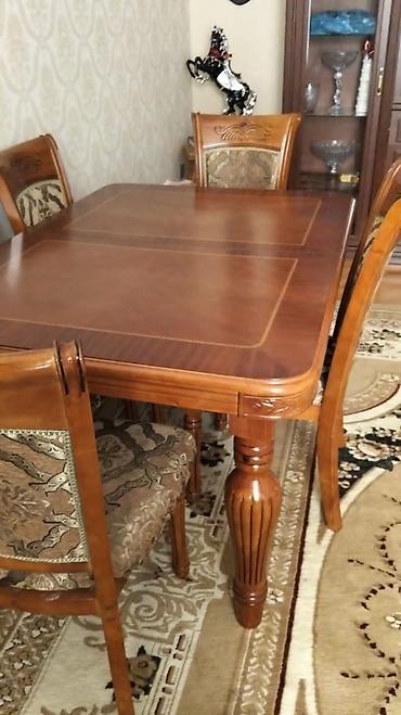 Digər mebel: RumiMasa dəsti 6stulla satılır 380₼. Masa açılır. Ünvan Saray — 1