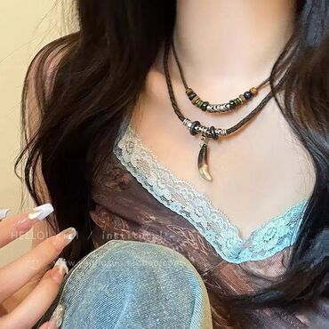 Ogrlice: Ogrlica sa priveskom, Handmade, Materijal: Koža — 5