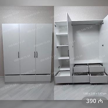Ağ rəngli, 3 qapılı geyim şkafı. Minimalist dizayn, qara tutacaqlar lalafo.az -da Ağ rəngli, 3 qapılı geyim şkafı. Minimalist dizayn, qara tutacaqlar