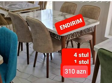 saloglu mebel stol stul: Mətbəx üçün, Yeni, Açılan, Dördbucaq masa, 4 stul, Türkiyə