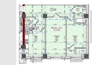 2 8: 2 комнаты, 72 м², Элитка, 12 этаж, ПСО (под самоотделку) — 2