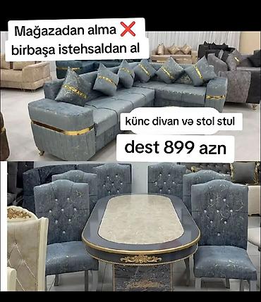 Divan və masa dəstləri: Yeni, Künc divan, Qonaq otağı üçün, Açılmayan — 1