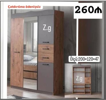 Kreslolar: *Dolab 3 qapılı 260Azn* *İstehsal Rusiya Laminat 18/lik qalınlıqda*