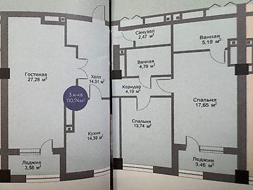годаю: 3 комнаты, 111 м², Асанбай мкр Элитка, 15 этаж, ПСО (под самоотделку) — 2