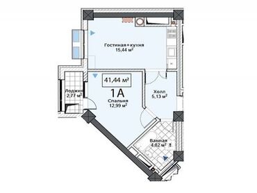 1х комнатная квартира: 1 комната, 41 м², Элитка, ПСО (под самоотделку)