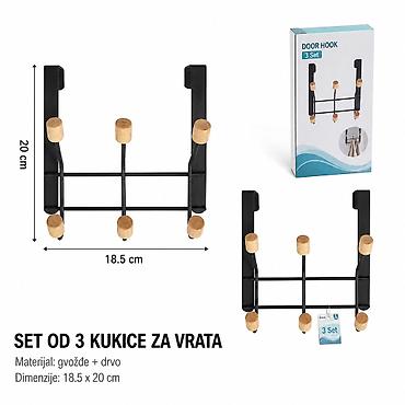 KMT Drveni kuglice (3 kuka) vrata kuka, mat crna – Kmt style