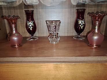 Digər dəstlər və servizlər: Bohem üslublu şüşə/büllur dəst - 3 ədəd kəsimli, ağır büllur — 9