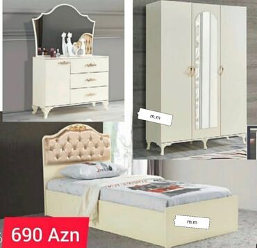 Yataq otağı dəstləri: İkinəfərlik çarpayı, Dolab, 2 tumba, Termo, Azərbaycan, Yeni — 5