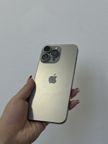 Apple iPhone: IPhone 15 Pro Max, Б/у, 512 ГБ, Natural Titanium, Зарядное устройство, Защитное стекло, Чехол
