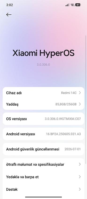 kontakt home xiaomi 14: Redmi 14C, 256 GB, rəng - Qara, Barmaq izi — 2
