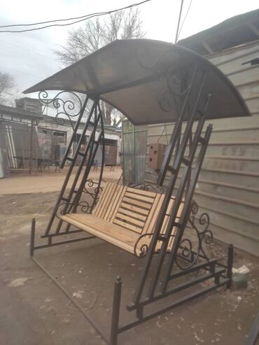 Садовые качели: Садовые качели Металл, Со спинкой, С крышей — 19